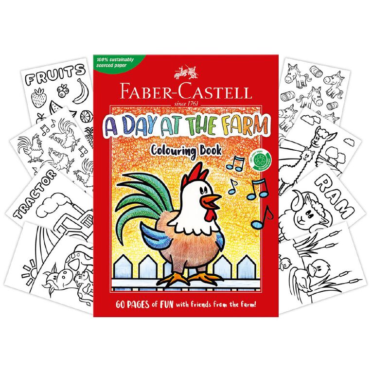 Faber-Castell A Day at the Farm Colouring Book 60 Pages, , hi-res