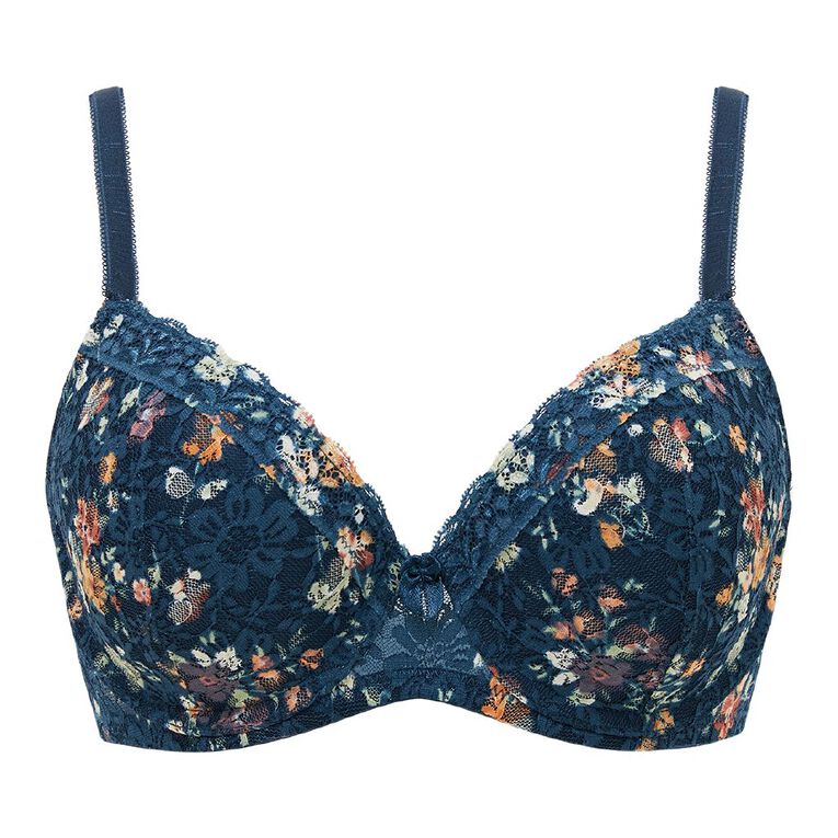 H&H Women's Poppy Contour Bra, Blue Dark, hi-res