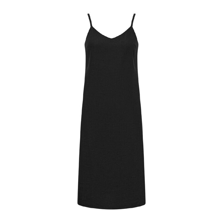 H&H Women's Sleeveless Linen Blend Slip Dress, Black, hi-res