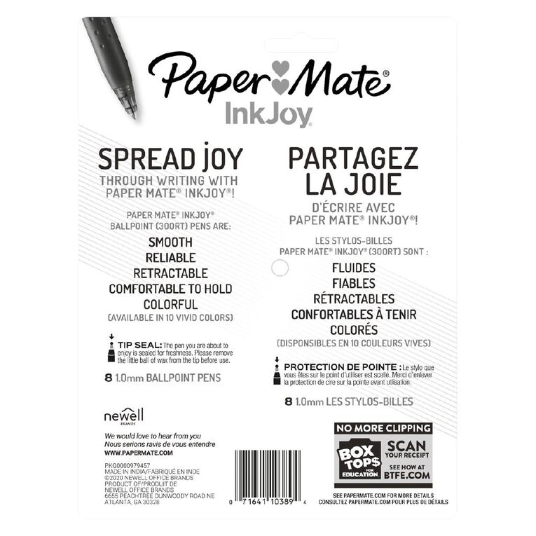 Paper Mate InkJoy Ballpoint Pen 8 Pack Assorted Assorted The Warehouse