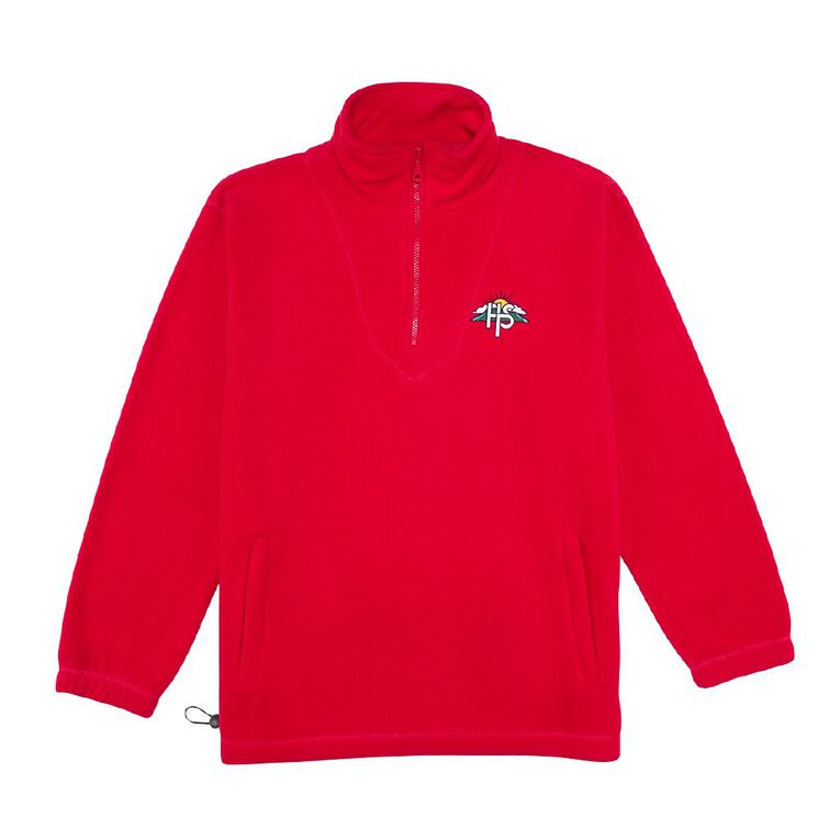 Schooltex Hokitika Primary Polar Fleece Top with Embroidery, Red Mid, hi-res