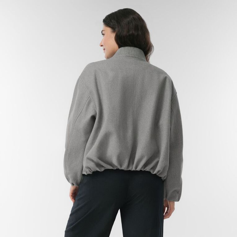 H&H Women's Felt Like Pleat Bomber Jacket, Grey Light, hi-res