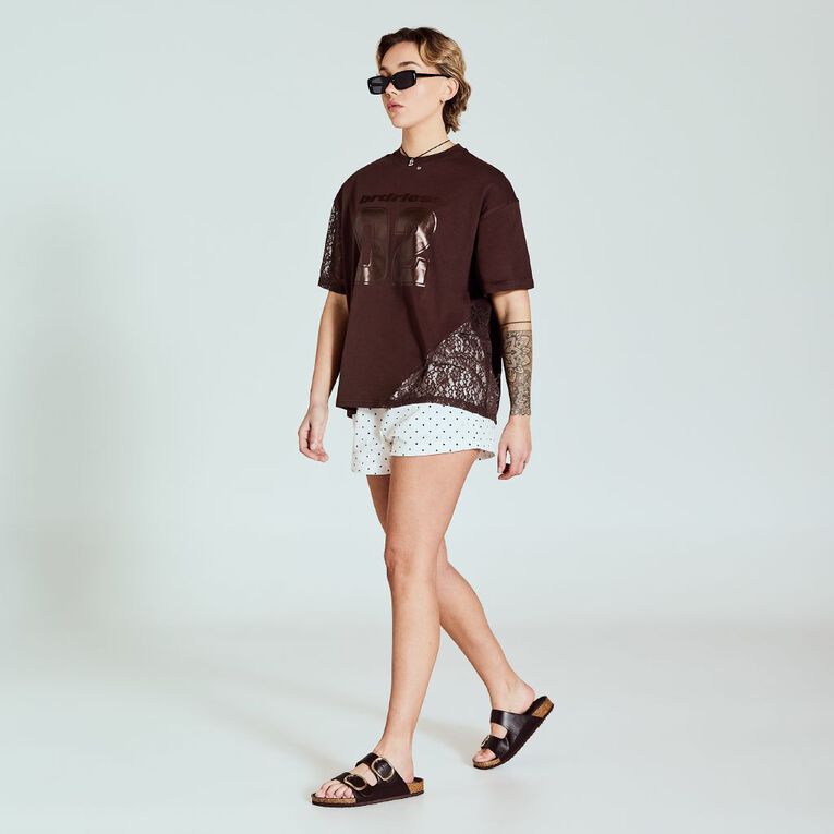 BRDRLESS Piper Panel Short Sleeve Graphic Tee, Brown Dark, hi-res