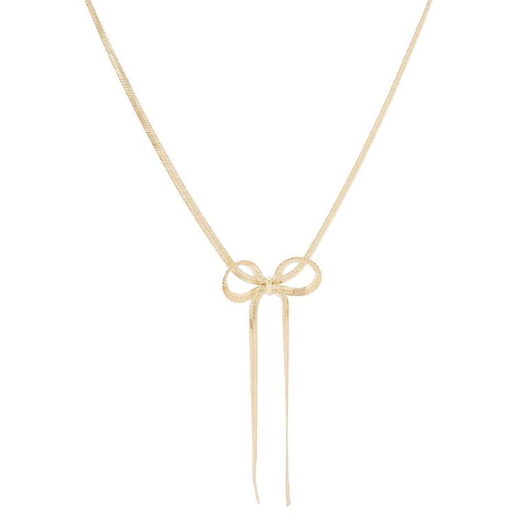 H&H Snake Chain Bow Gold Necklace, , hi-res
