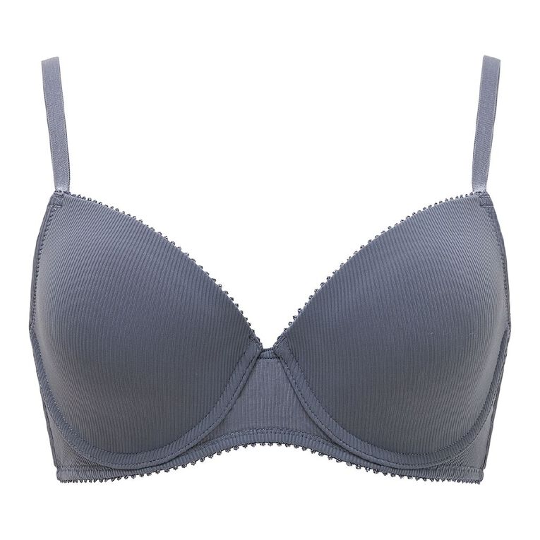 H&H Women's Ribbed Edge T-Shirt Bra, Grey Dark, hi-res