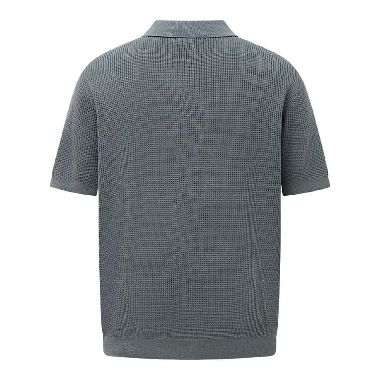 H&H Men's Knitted Polo, Grey Dark, hi-res