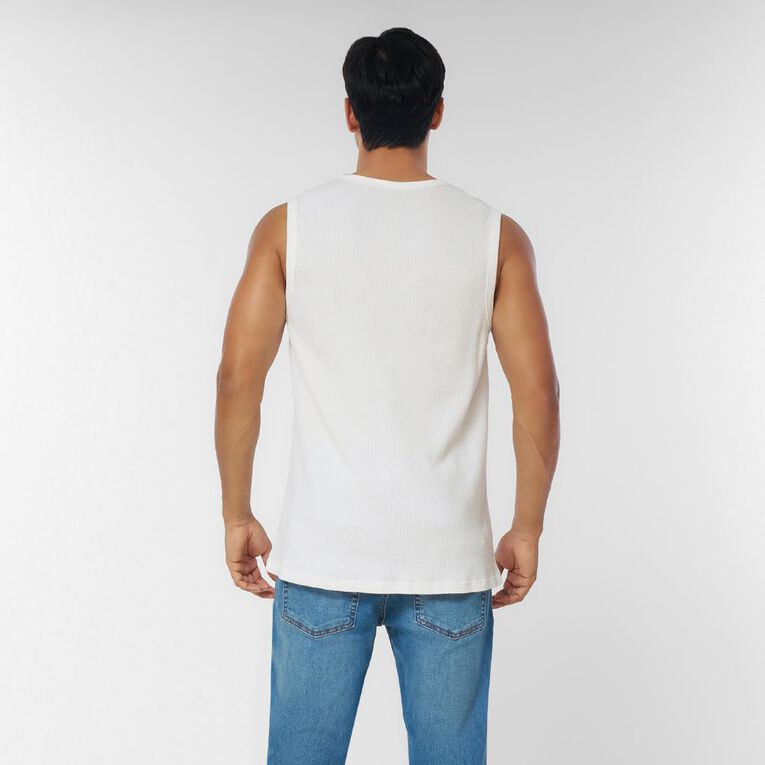 Garage Men's Waffle Singlet, White, hi-res