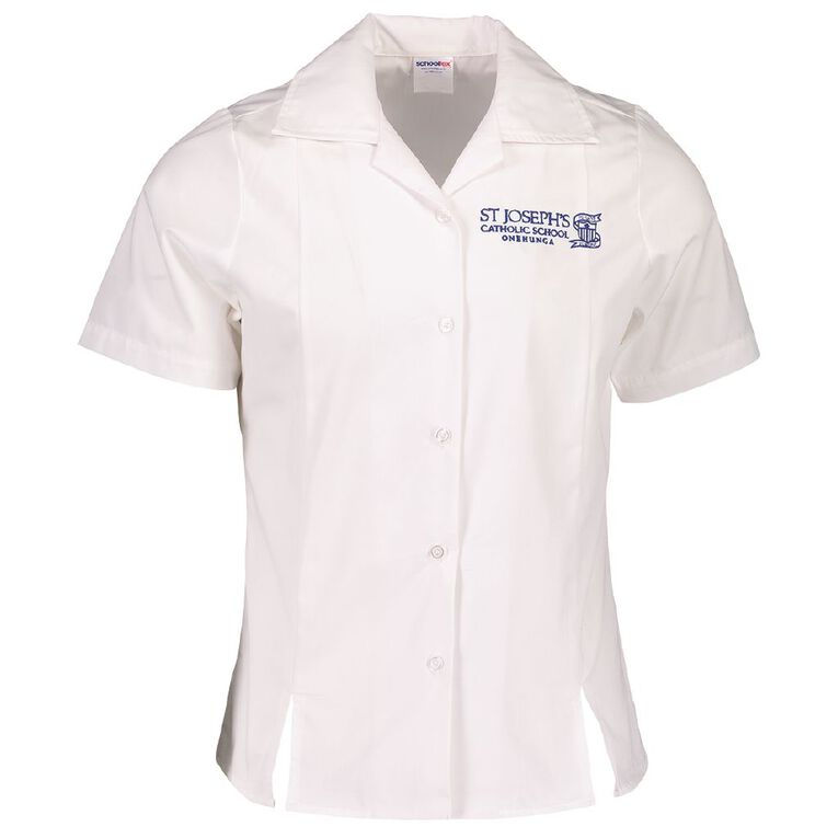 Schooltex St Joseph's Onehunga Short Sleeve Blouse with Embroidery, White, hi-res