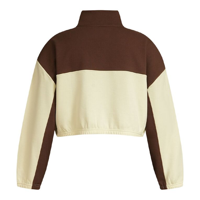 BRDRLESS Quin Crop 1/4 Zip Jumper, Mocha, hi-res