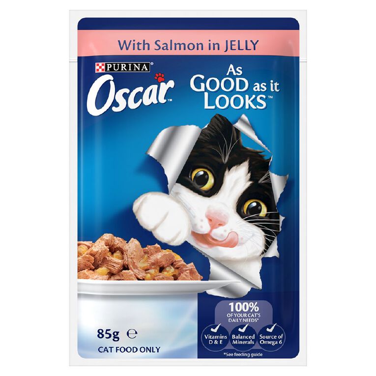 Oscar Agail Adult Salmon in Jelly Wet Cat Food Pouch 85g, , hi-res