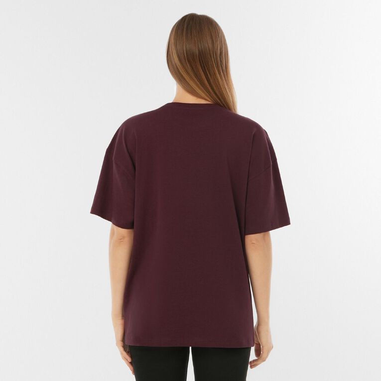 H&H Women's Oversized Boyfriend Graphic Tee, Brown, hi-res