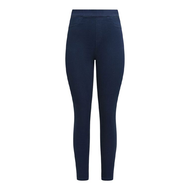 H&H Women's Slim Waistband Jeggings, Denim Dark, hi-res