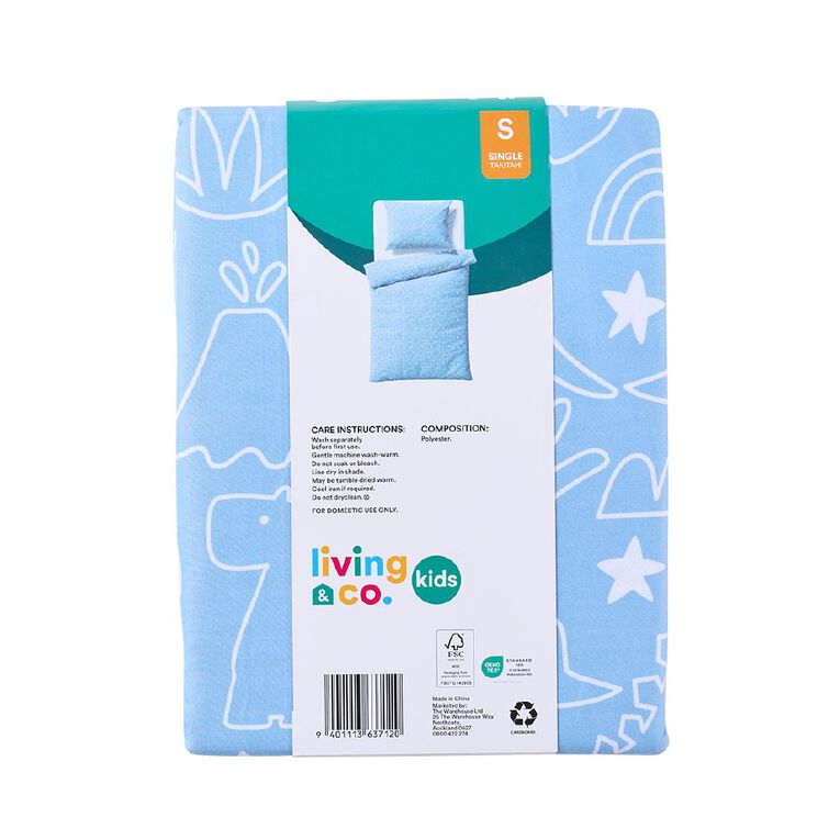 Living & Co Kids Duvet Cover Set Dinosaur Multi-Coloured Single, , hi-res