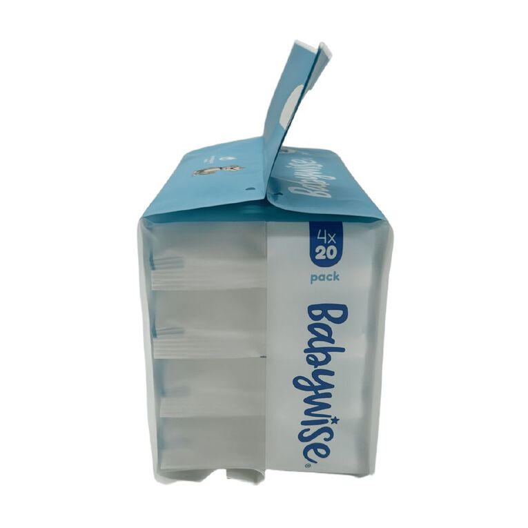 Babywise Wipes 99% Water Fragrance Free 4 x 20 Pack, , hi-res