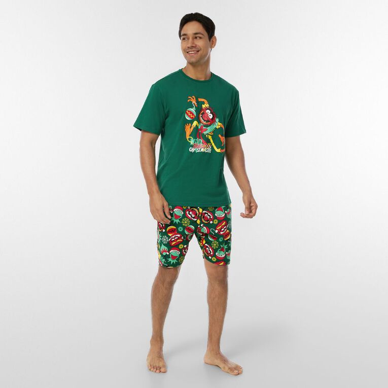 Muppets Tshirt and Short Pyjama Set, Green Mid, hi-res