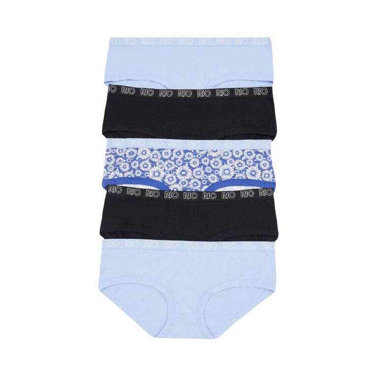 Rio Women's Boyleg Briefs 5 Pack, Blue Mid, hi-res