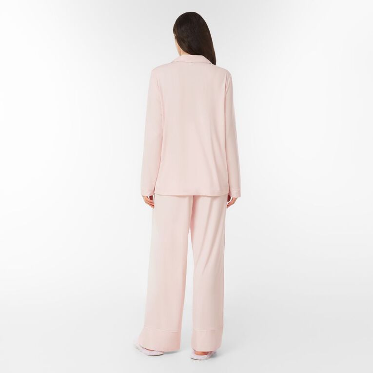 H&H Women's Comfy Button Up Pyjama Set, Pink Light, hi-res