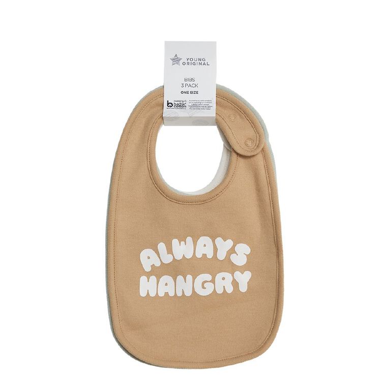 Young Original Baby Dome Bibs 3 Pack, Brown Mid, hi-res