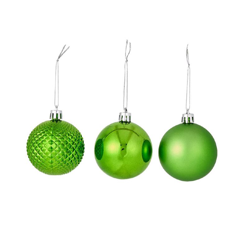 Wonderland Christmas Baubles 6cm Bright Green 10 Pack, , hi-res