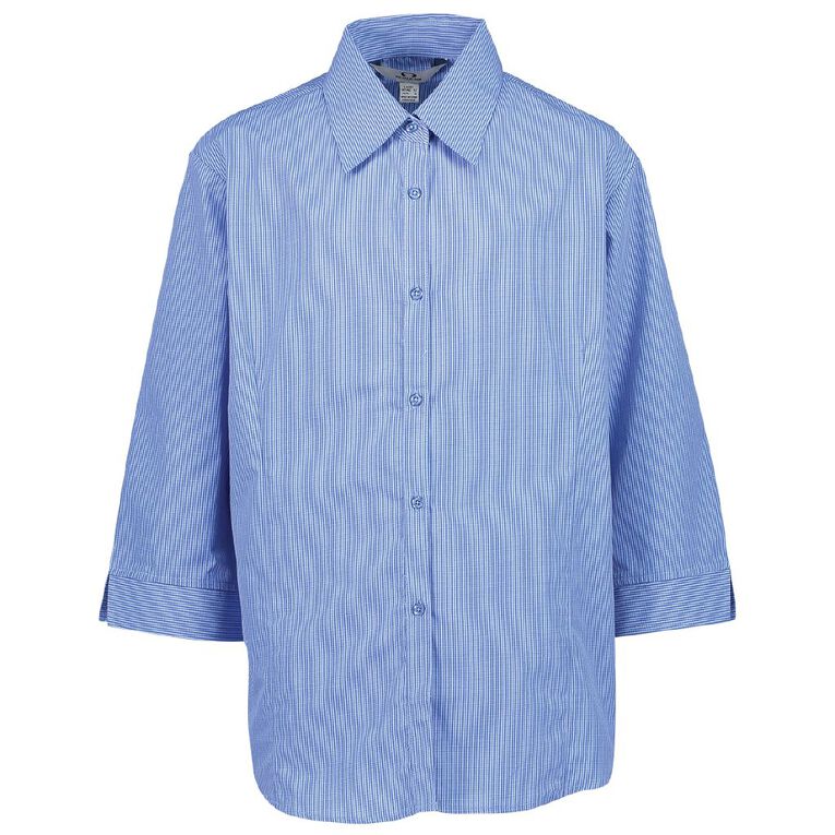 Schooltex Senior Girls' 3/4 Sleeve Blouse, Mid Blue Check, hi-res