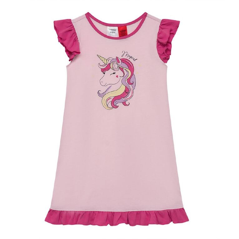 H&H Girls' Frill Knit Nightie, Pink Light, hi-res