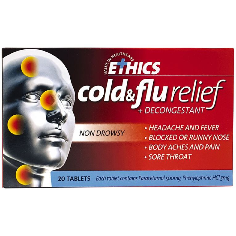 Ethics Cold & Flu Tablets 20s - LIMIT OF 1 PER CUSTOMER 20 Pack, , hi-res
