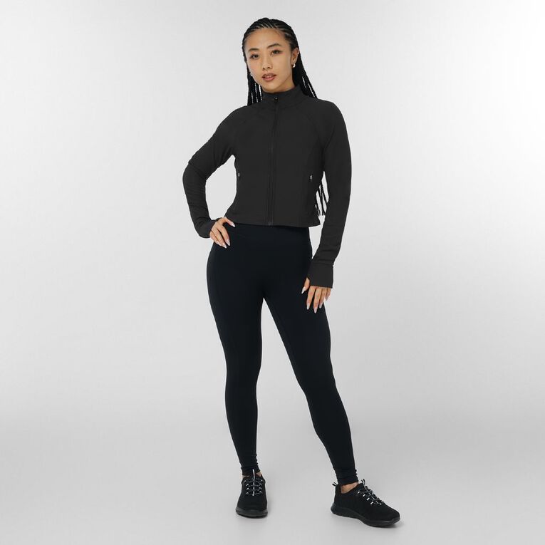 Active Intent Women's Rib Run Zip Sweat, Black, hi-res