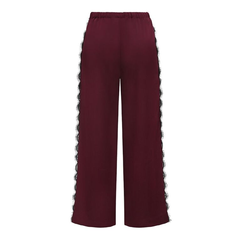 H&H Women's Event Satin Pants with Lace, Red Dark, hi-res