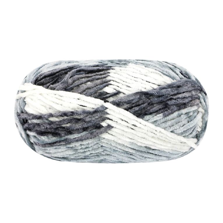 Birch Velvet Yarn 100% Polyester 100G Print Grey Mix, , hi-res