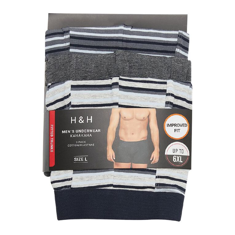 H&H Men's Trunks 3 Pack, Blue/Grey, hi-res