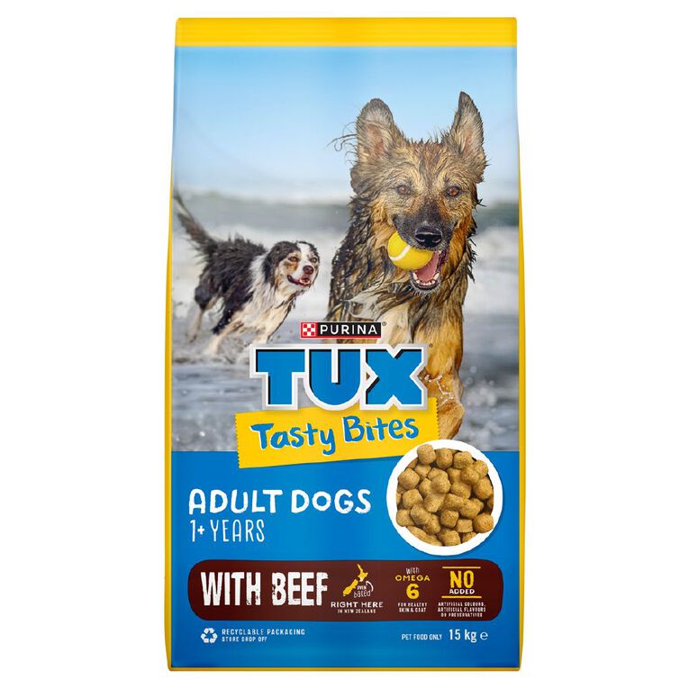 TUX Tasty Bites Beef Dry Dog Food 15kg, , hi-res