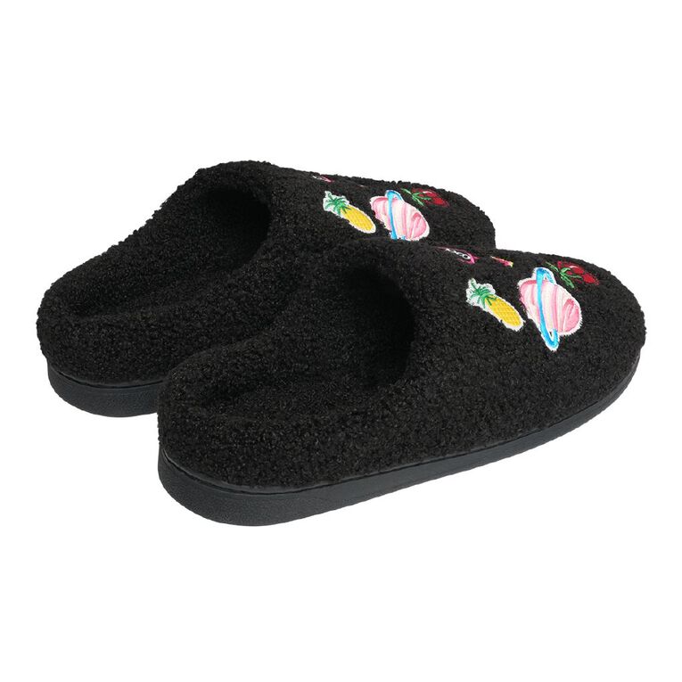 H&H Women's Billy Scuff Slippers, Black, hi-res