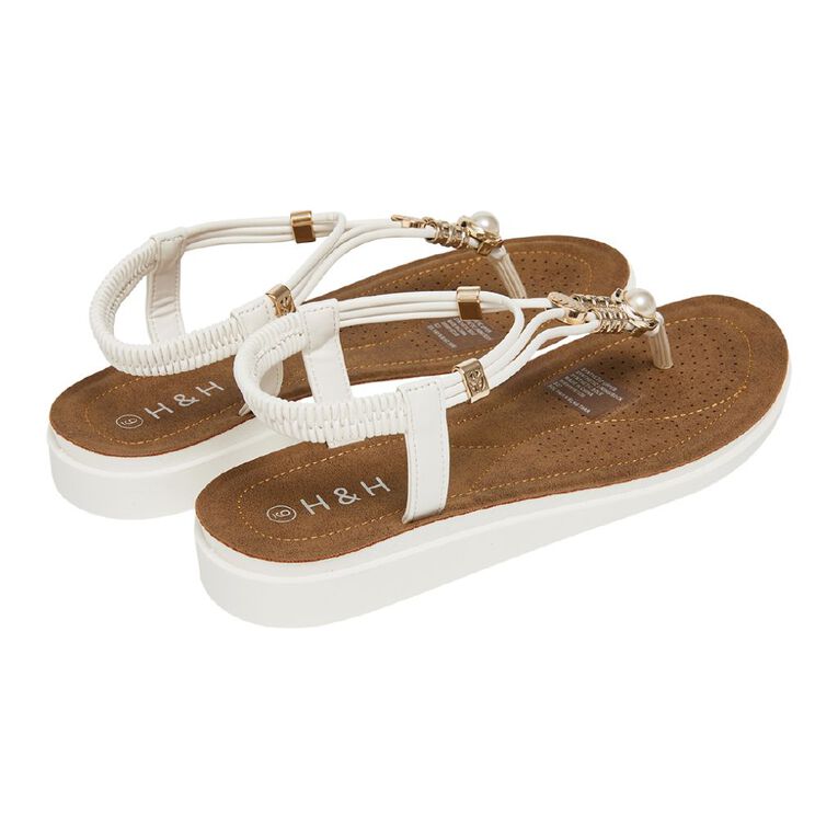 H&H Women's New Bling T-Bar Sandals, White, hi-res