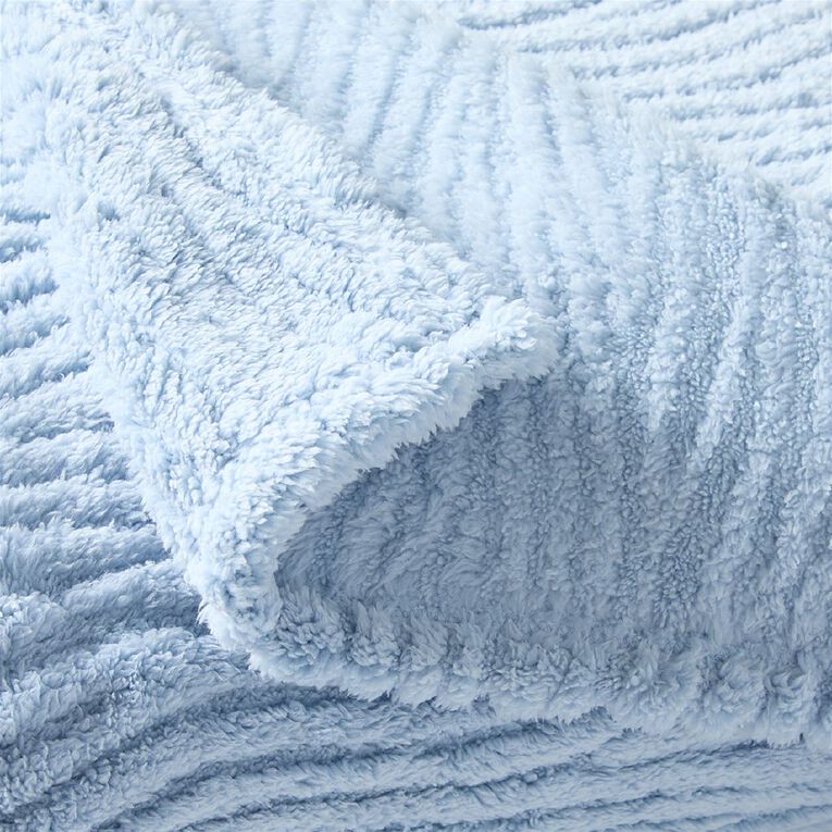 Living & Co Jacquard Sherpa Blanket Blue Queen, , hi-res