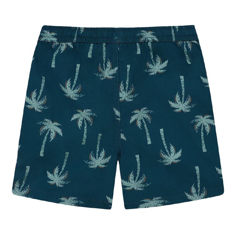 Young Original Printed Cotton Volley Shorts, Green Dark, hi-res