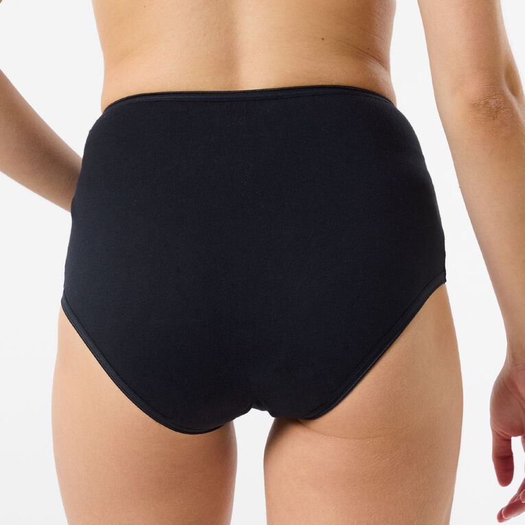 H&H Women's Cotton Full Briefs 5 Pack, Black, hi-res