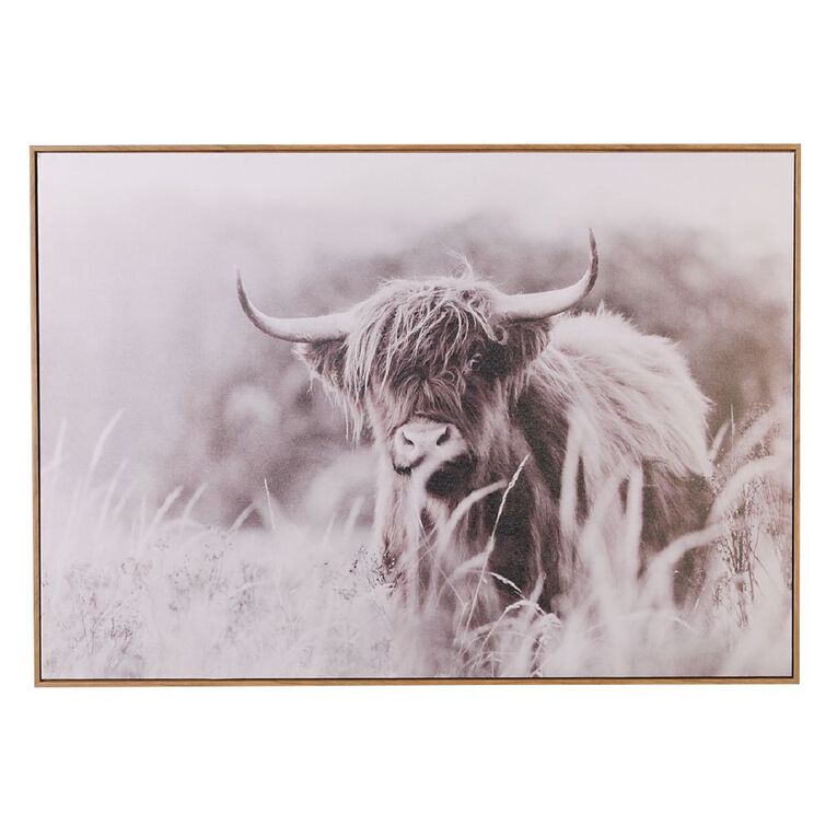 Living & Co Highland Cow Framed Canvas 100cm x 70cm, , hi-res