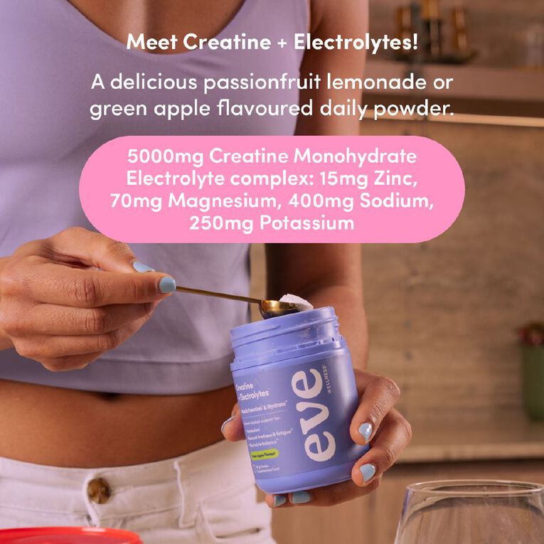 Eve Wellness Creatine & Electrolytes Green Apple 185g, , hi-res