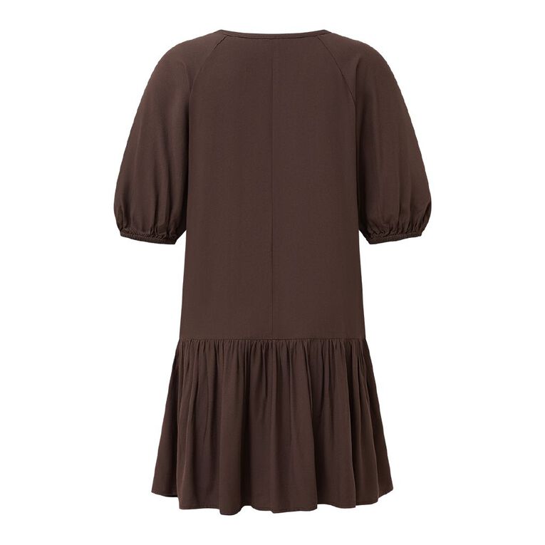 H&H Women's Short Sleeve Bouson Boho Dress, Brown Dark, hi-res