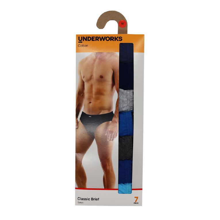 Underworks Men's Briefs 7 Pack, Blue, hi-res
