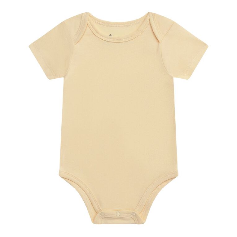 Young Original Babies' Short Sleeve Printed Bodysuit 3 Pack, Cream, hi-res