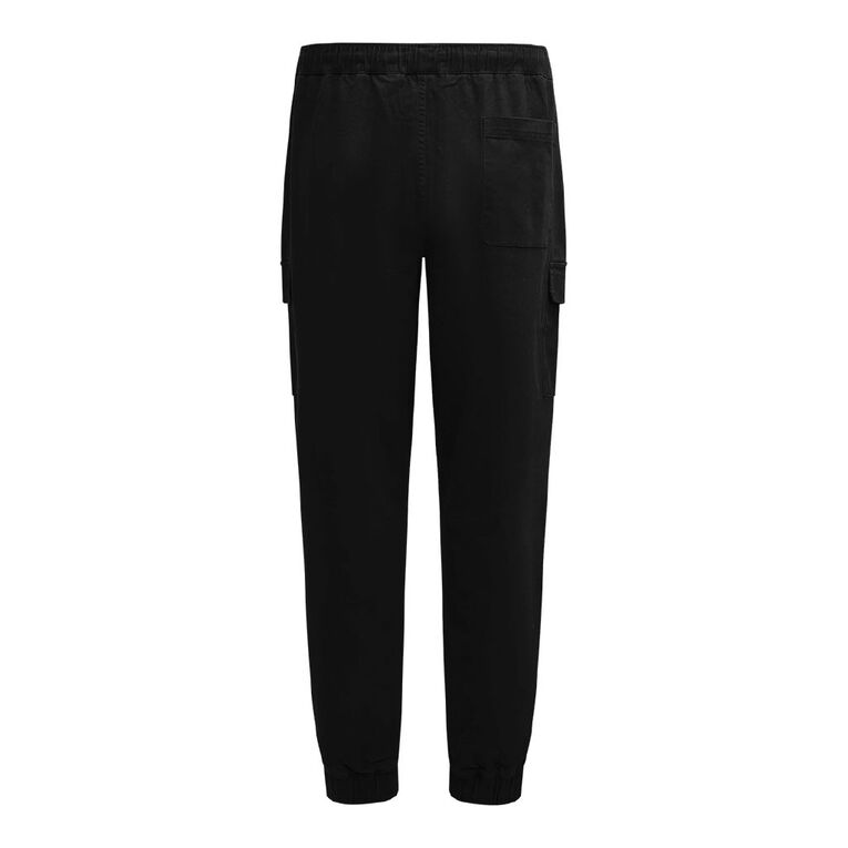 H&H Men's Elastic Waist Cargo Joggers, Black, hi-res