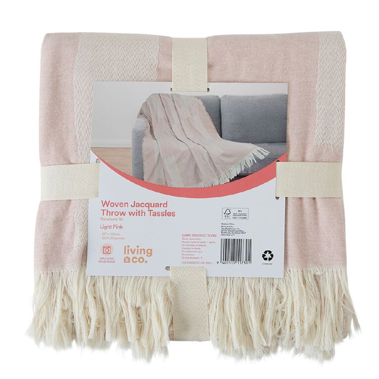 Living & Co Throw Bold Lines Woven Pink Light, , hi-res
