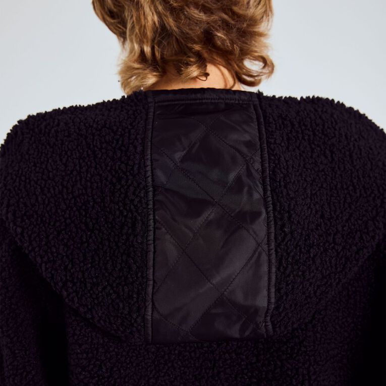 BRDRLESS Cleo ZIp-Thru Long Sleeve Teddy Fleece, Black, hi-res