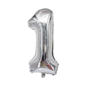 Party Inc Foil Balloon #1 Silver 35cm