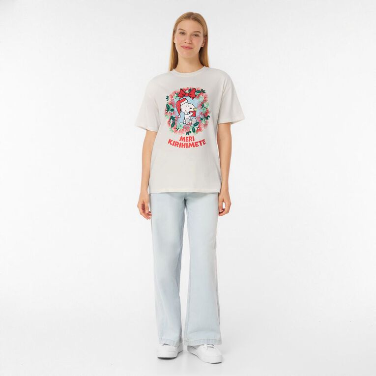Peanuts Snoopy Christmas Women's Tee, Cream, hi-res