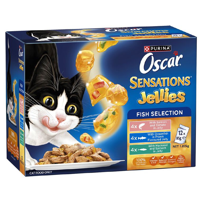 Oscar Sensations Jellies Fish Selection Wet Cat Food Pouch 12 x 85g