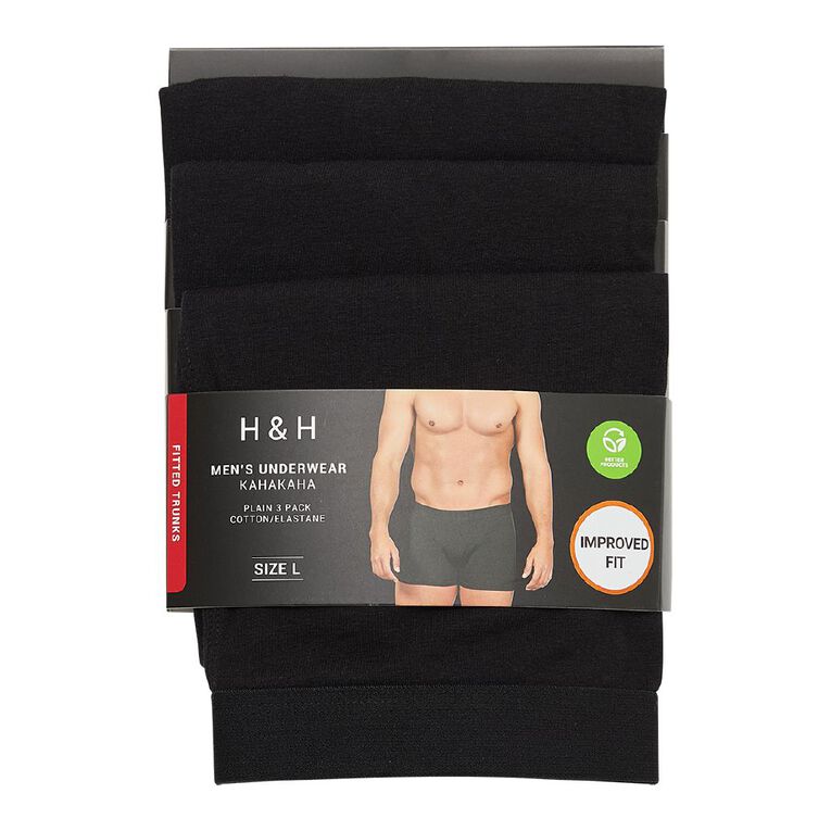 H&H Men's Trunks 3 Pack, Black, hi-res
