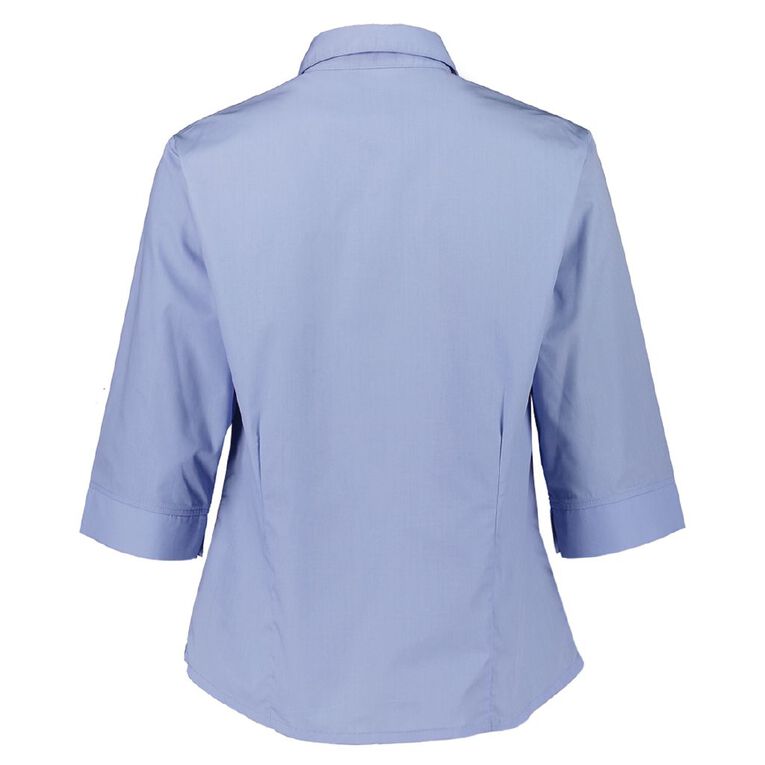 Schooltex Murupara Area 3/4 Blouse with Embroidery, Blue Mid, hi-res