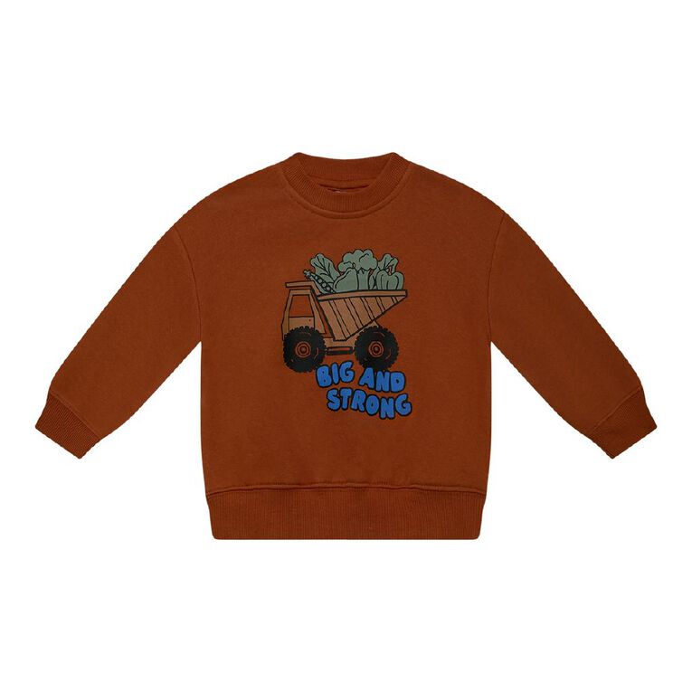 Young Original Toddler Boys' Printed Sweatshirt, Brown Light TRUCK, hi-res